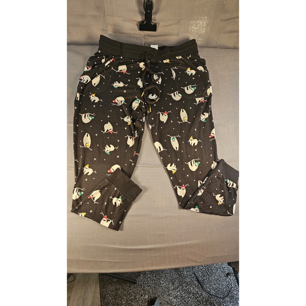Secret Treasures Womens XL Holiday Sloth Pajama Pants Black Joggers‎ ST40601BP